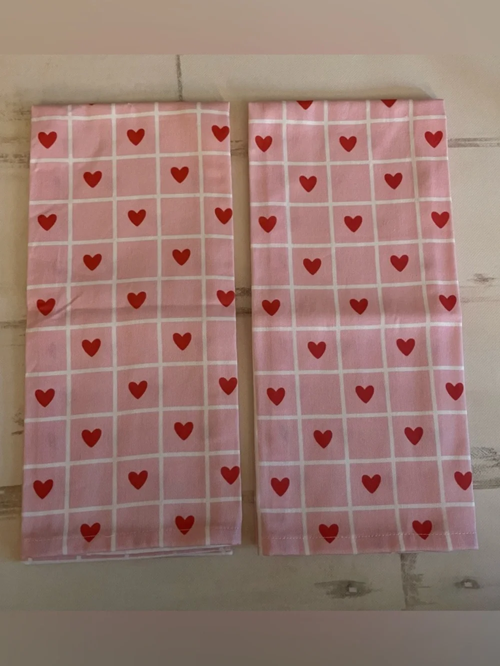CBK Cottagecore Pink Hearts Tea Towels
